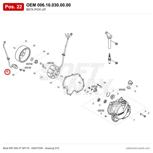 BETA PICK UP – OEM 006.10.030.00.00, position 22 on the Beta RR 350 4T MY19 ignition drawing