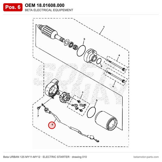 BETA ELECTRICAL EQUIPEMENT – OEM 18.01608.000, shown on the Beta URBAN 125 MY11-MY12 elettricstarter drawing
